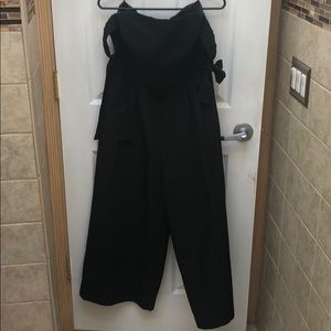 Black Off the Shoulder Flare Leg Jumper